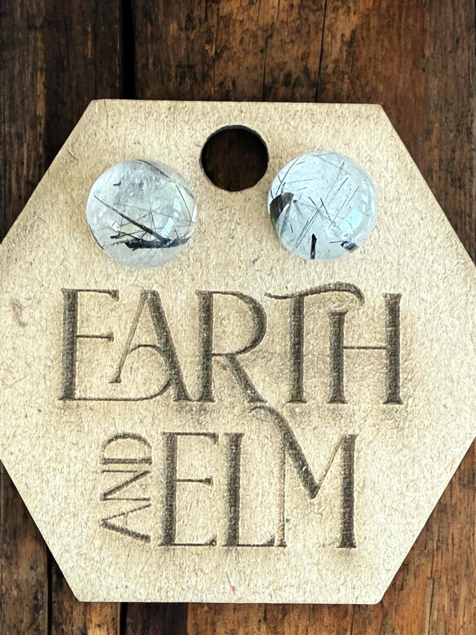 Black Rutile Round Round Studs - earthandelm