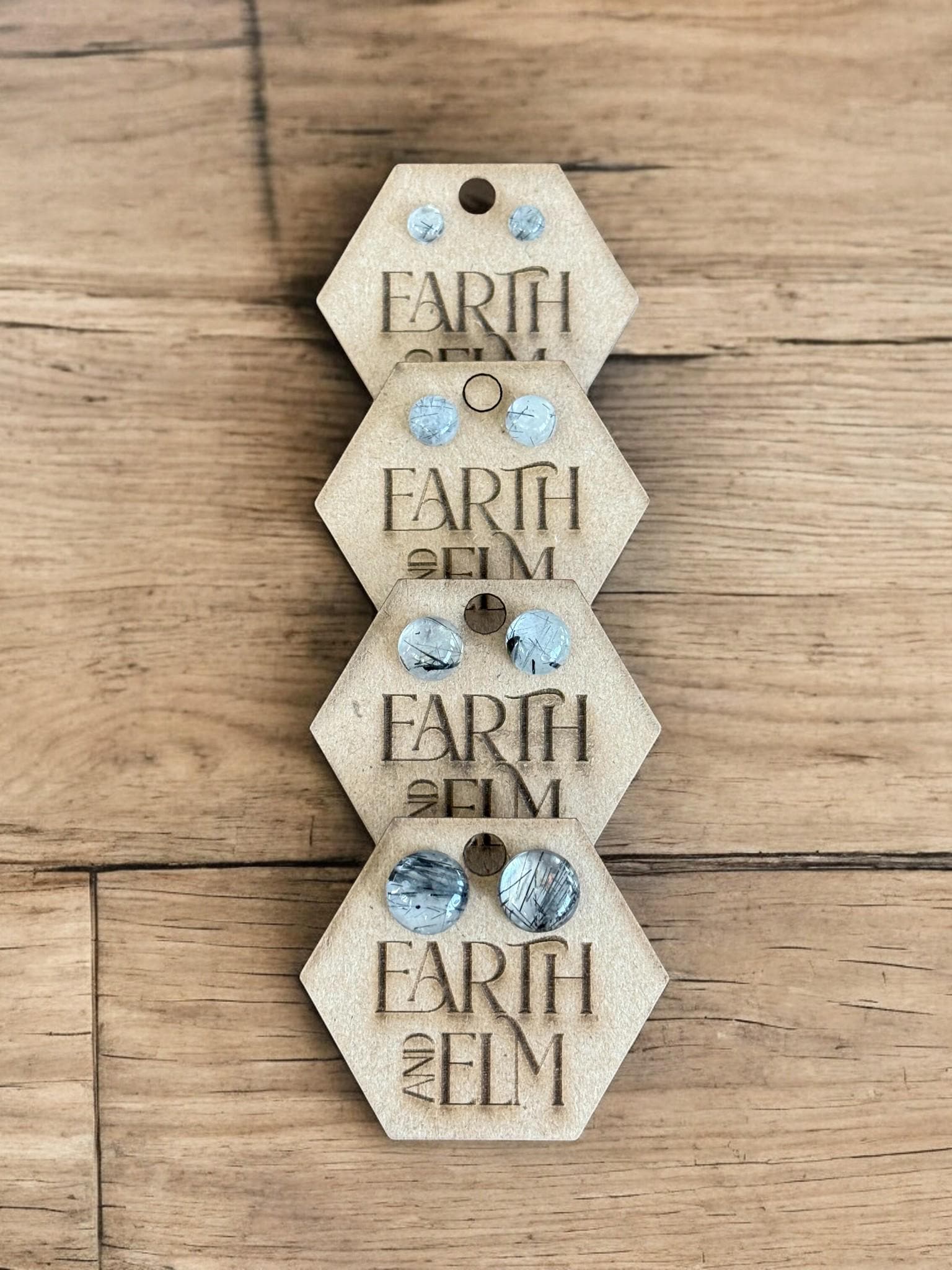 Black Rutile Round Round Studs - earthandelm