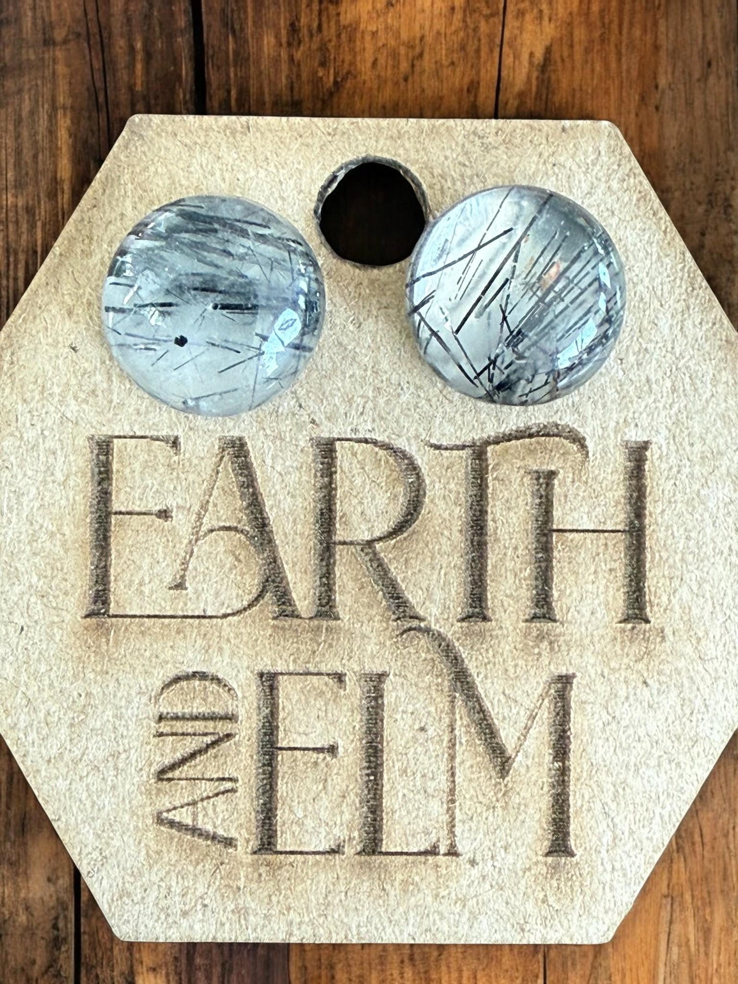 Black Rutile Round Round Studs - earthandelm