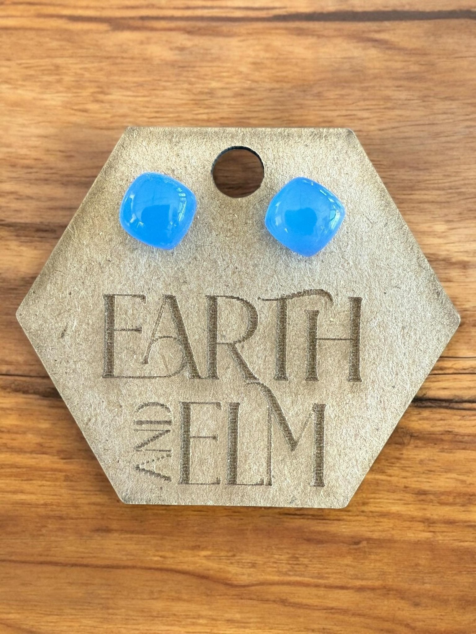 Blue Chalcedony Cushion Gemstone Studs - earthandelm