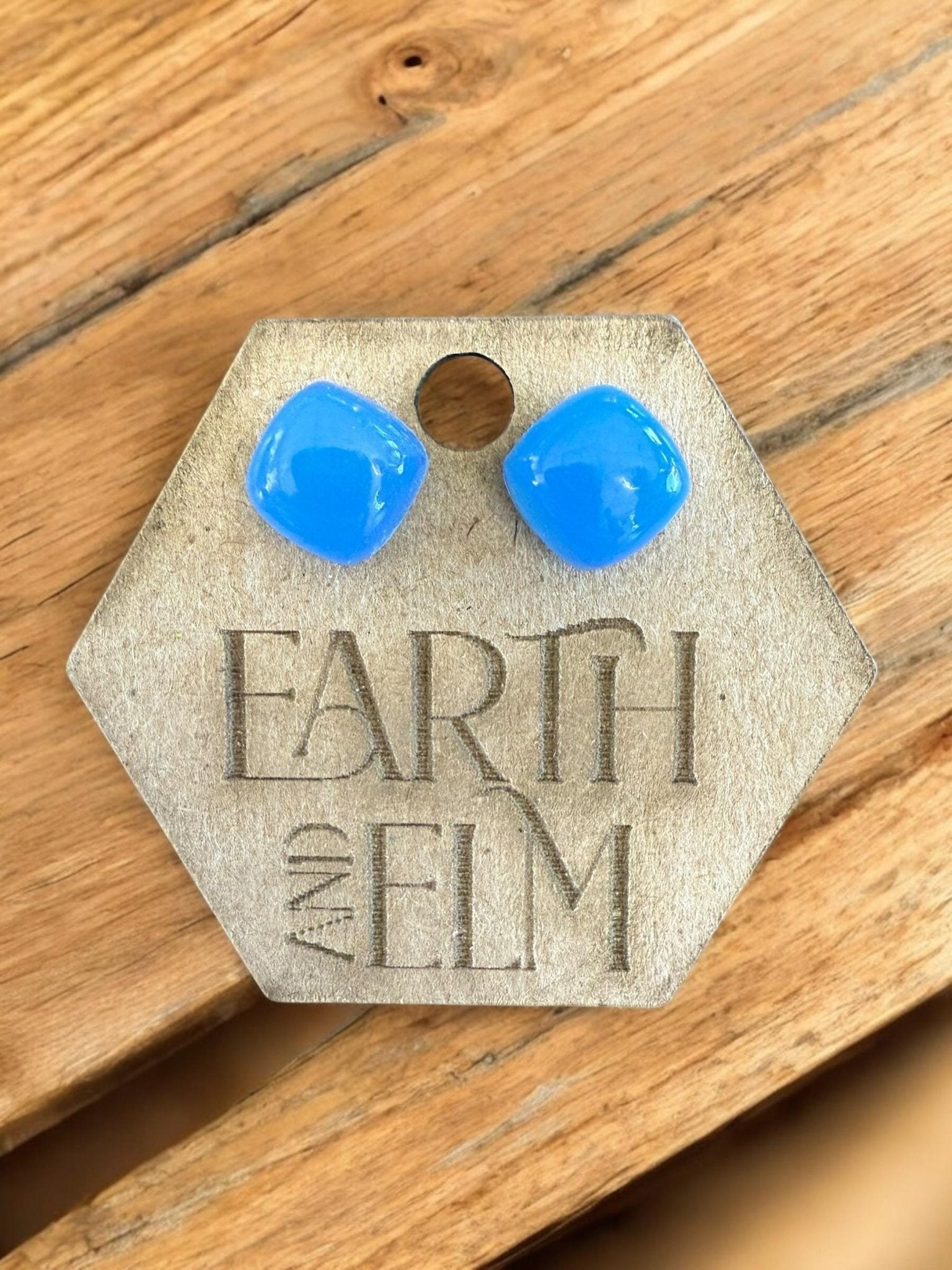 Blue Chalcedony Cushion Gemstone Studs - earthandelm