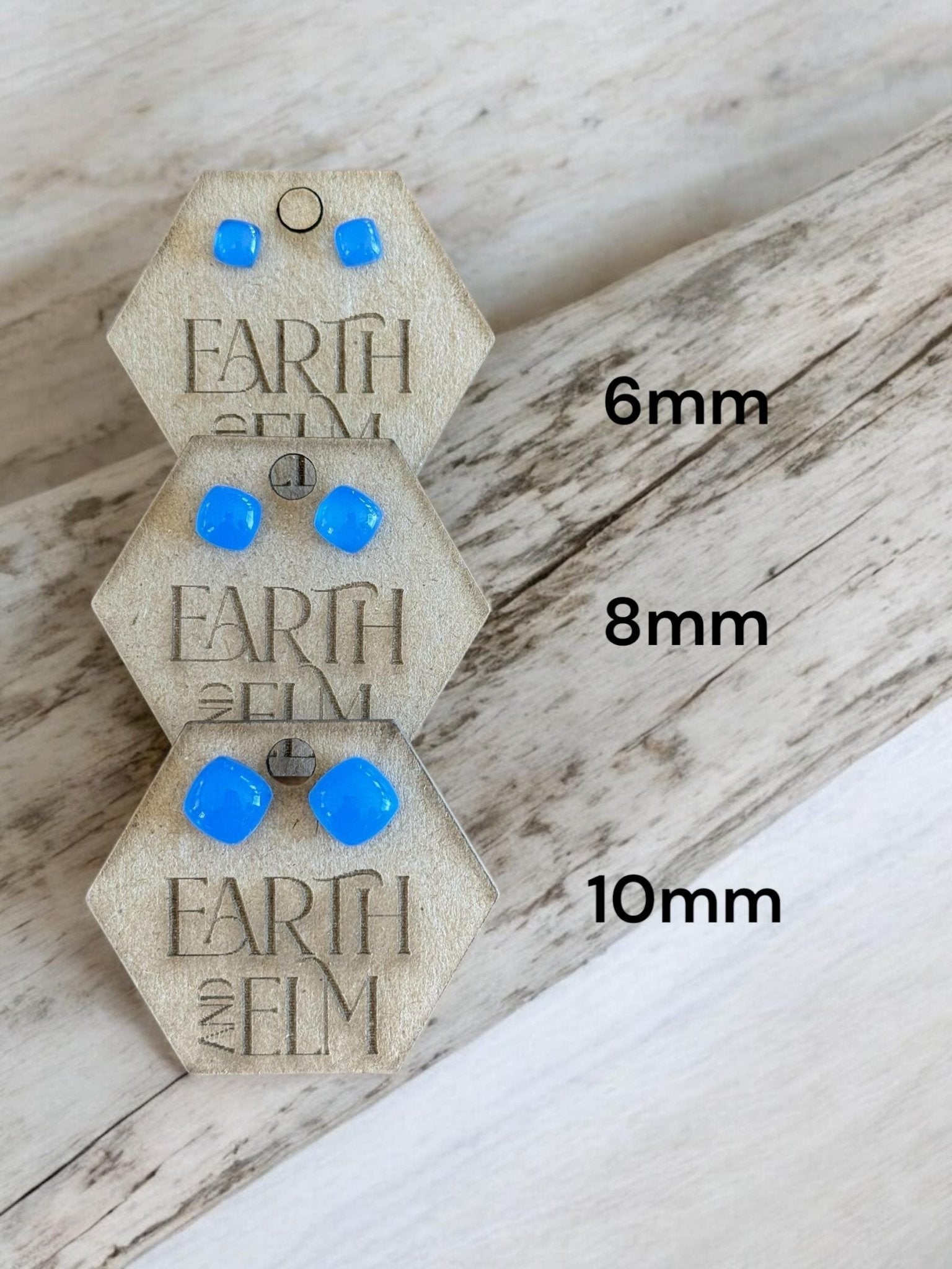 Blue Chalcedony Cushion Gemstone Studs - earthandelm