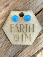 Blue Chalcedony Hexagon Gemstone Studs - earthandelm