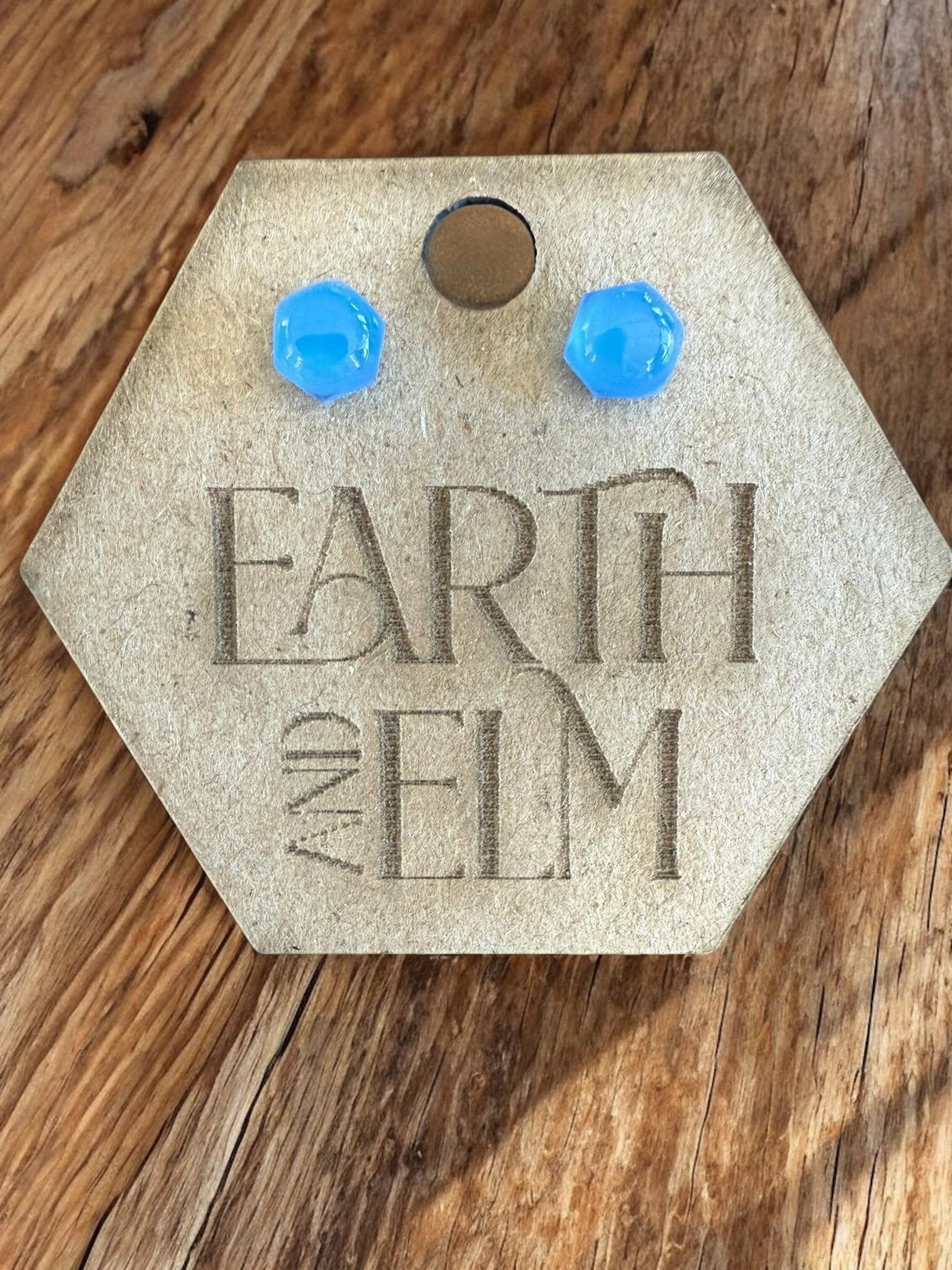 Blue Chalcedony Hexagon Gemstone Studs - earthandelm