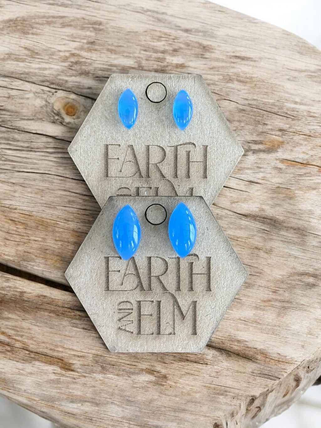 Blue Chalcedony Marquise Gemstone Studs - earthandelm