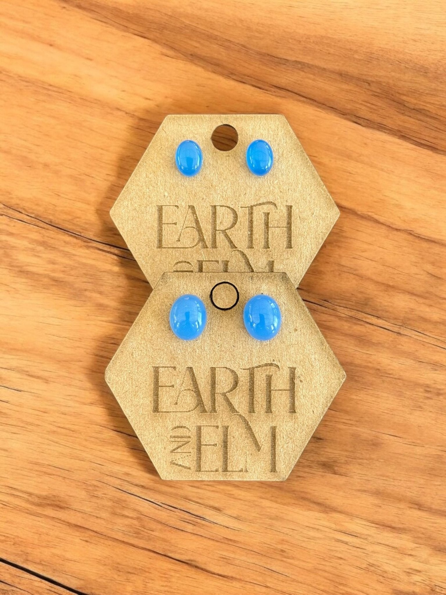Blue Chalcedony Oval Gemstone Studs - earthandelm