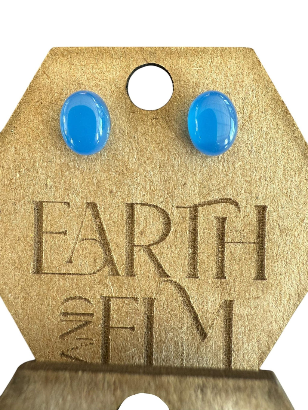 Blue Chalcedony Oval Gemstone Studs - earthandelm