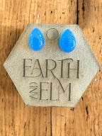 Blue Chalcedony Pear Studs - earthandelm