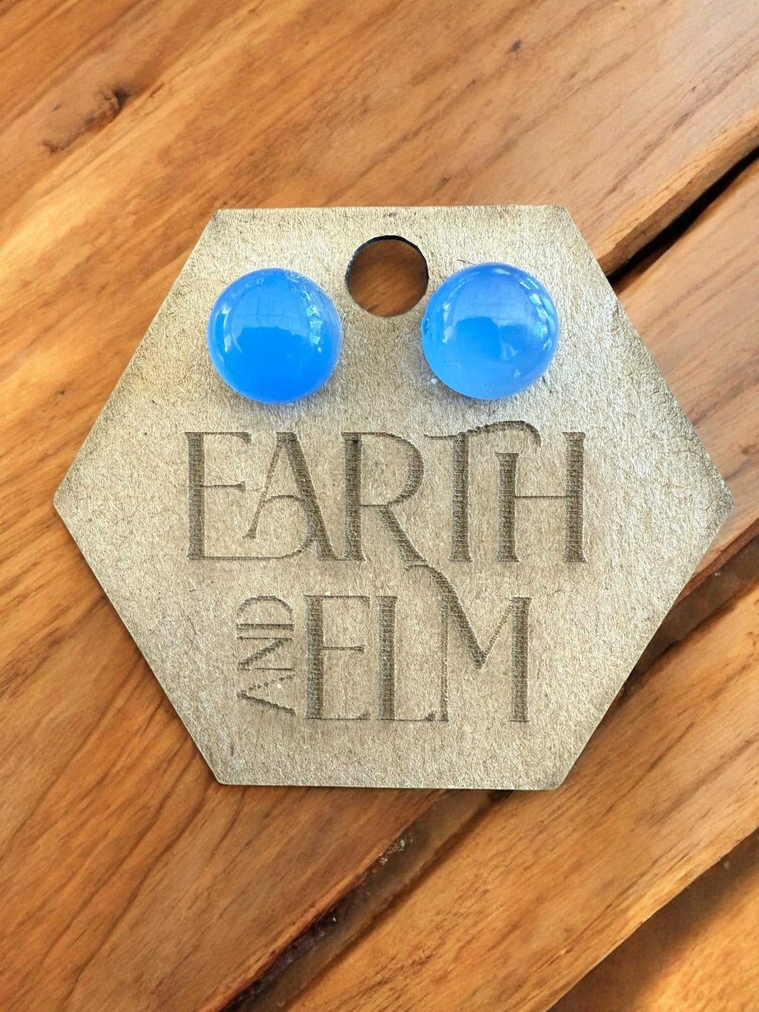 Blue Chalcedony Round Studs - earthandelm
