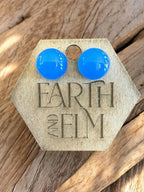 Blue Chalcedony Round Studs - earthandelm