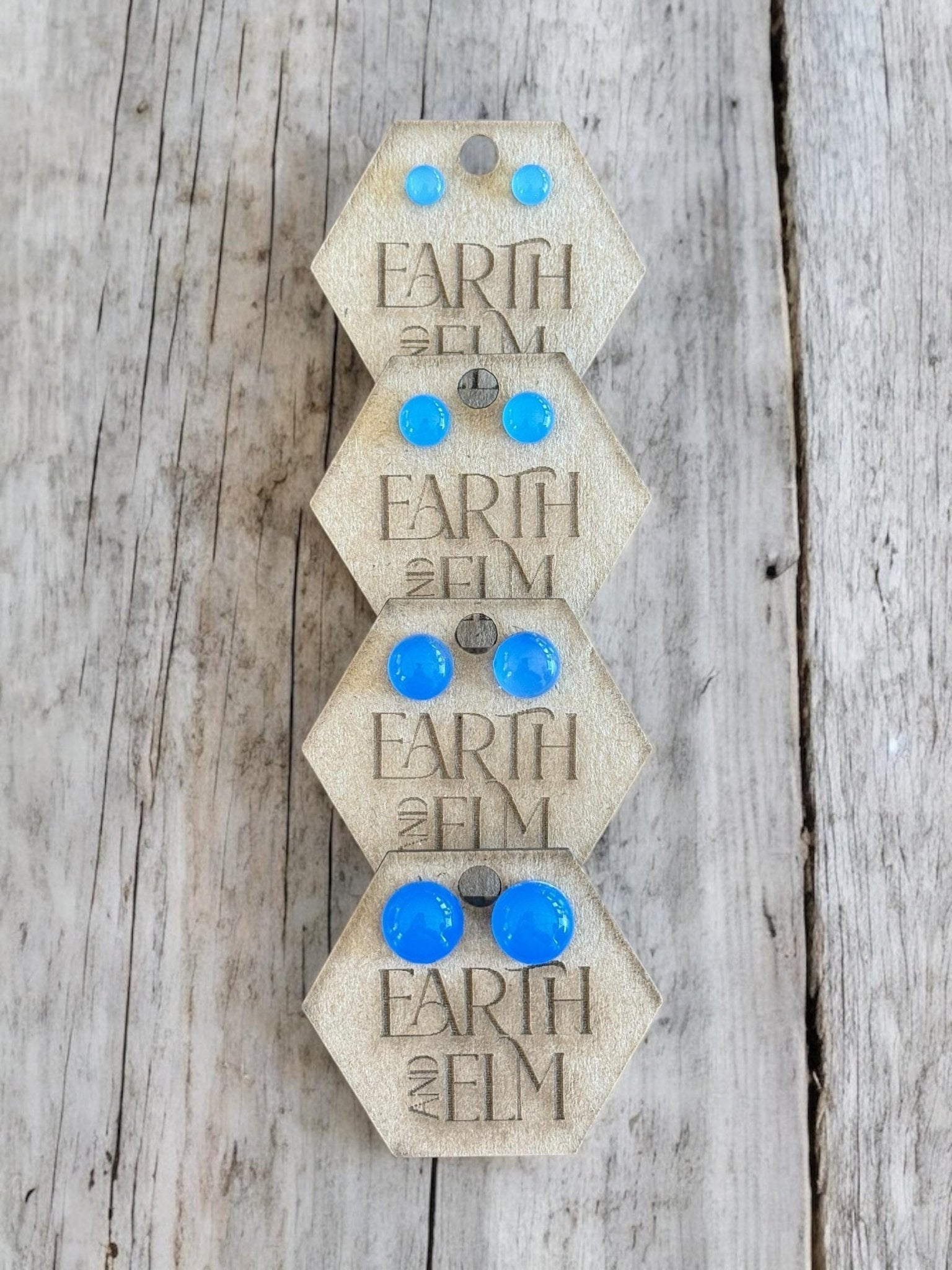 Blue Chalcedony Round Studs - earthandelm