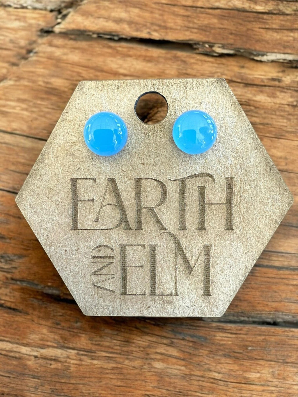 Blue Chalcedony Round Studs - earthandelm