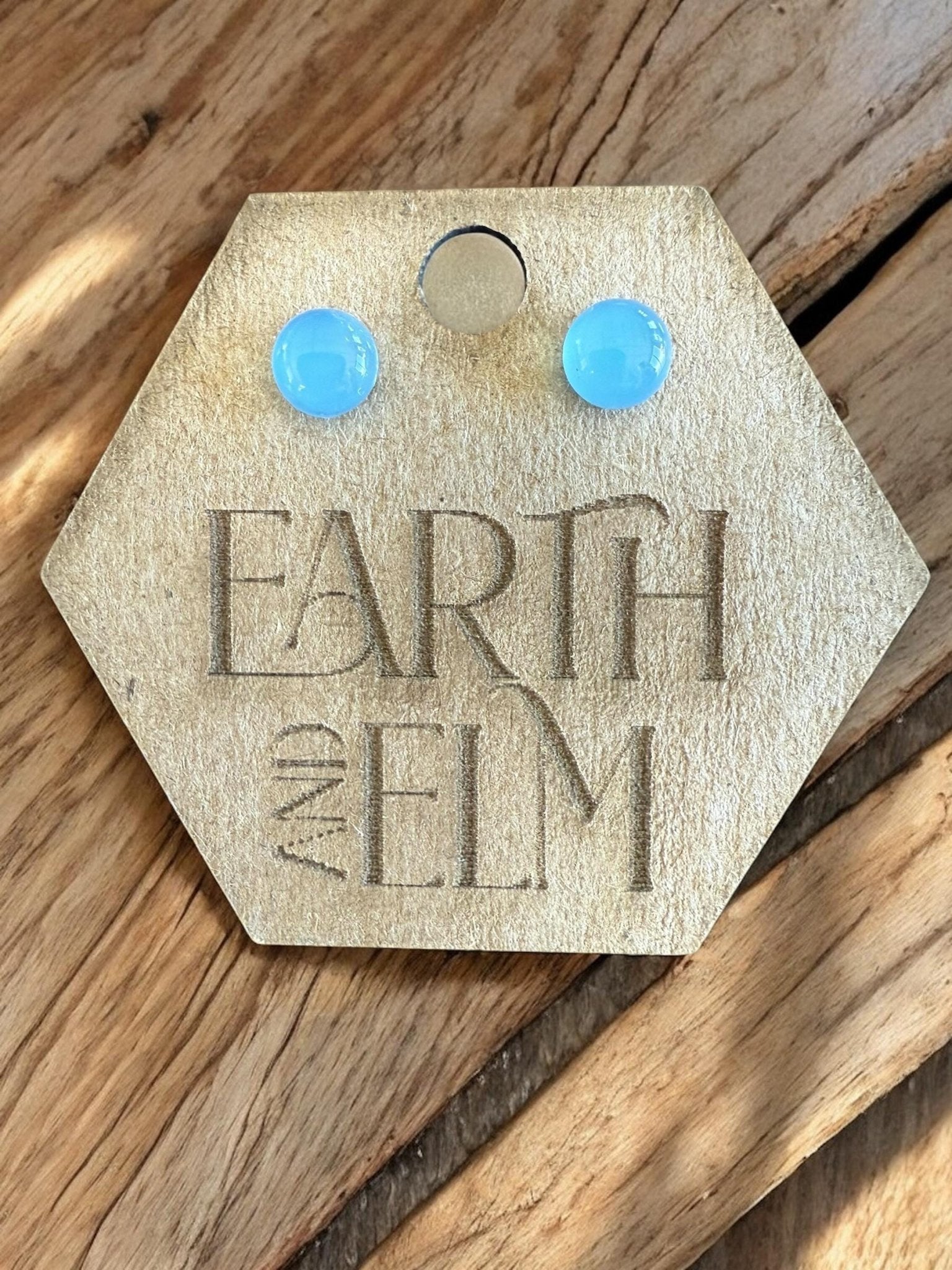 Blue Chalcedony Round Studs - earthandelm