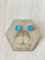 Blue Chalcedony Trillion Studs - earthandelm