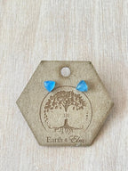 Blue Chalcedony Trillion Studs - earthandelm