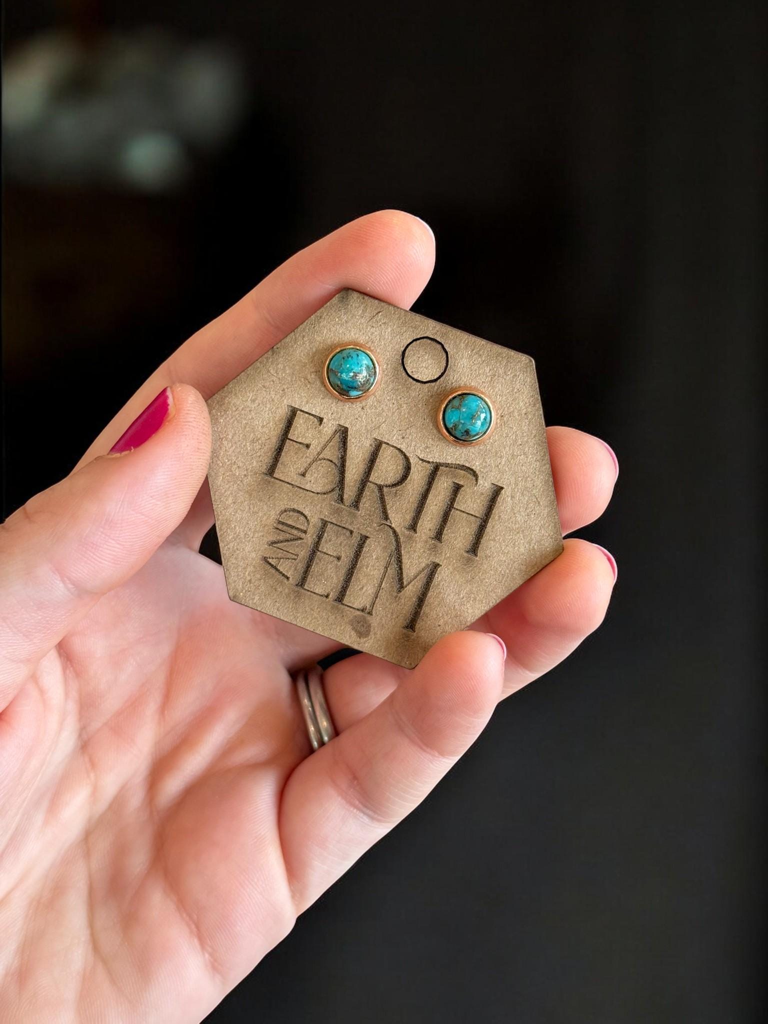Blue Copper Turquoise in Metal Settings - earthandelm