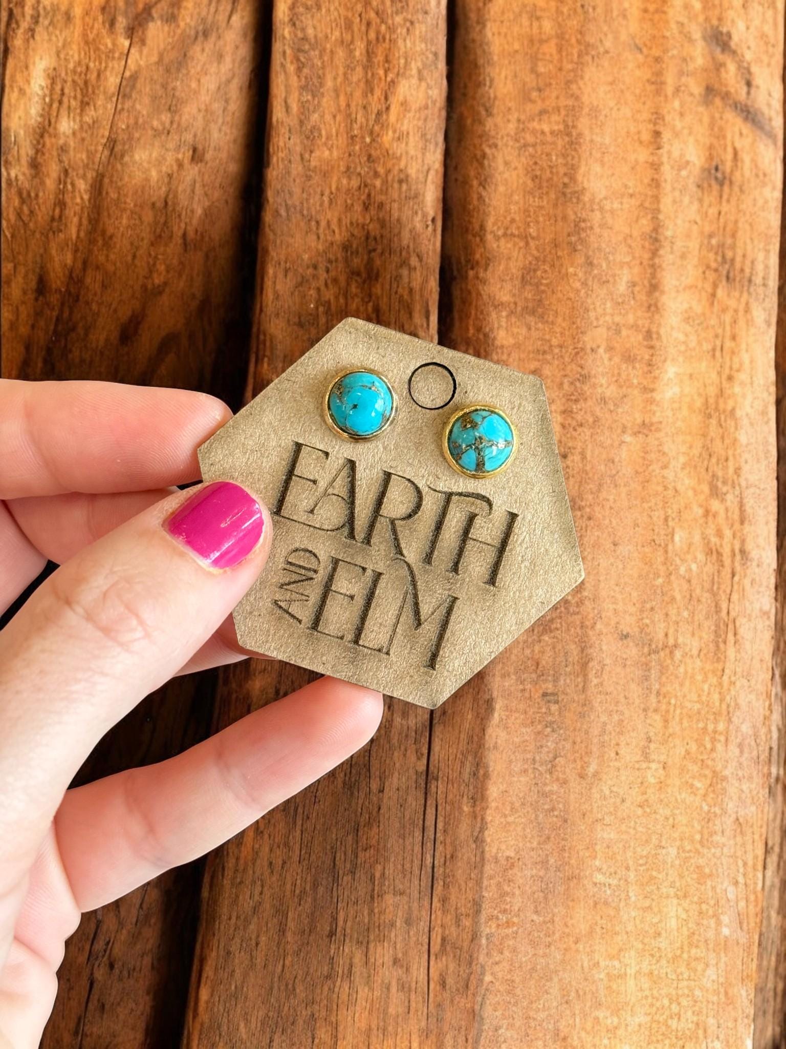 Blue Copper Turquoise in Metal Settings - earthandelm