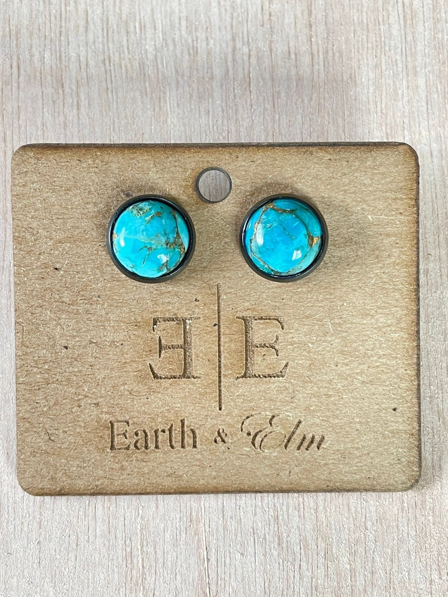 Blue Copper Turquoise in Metal Settings - earthandelm