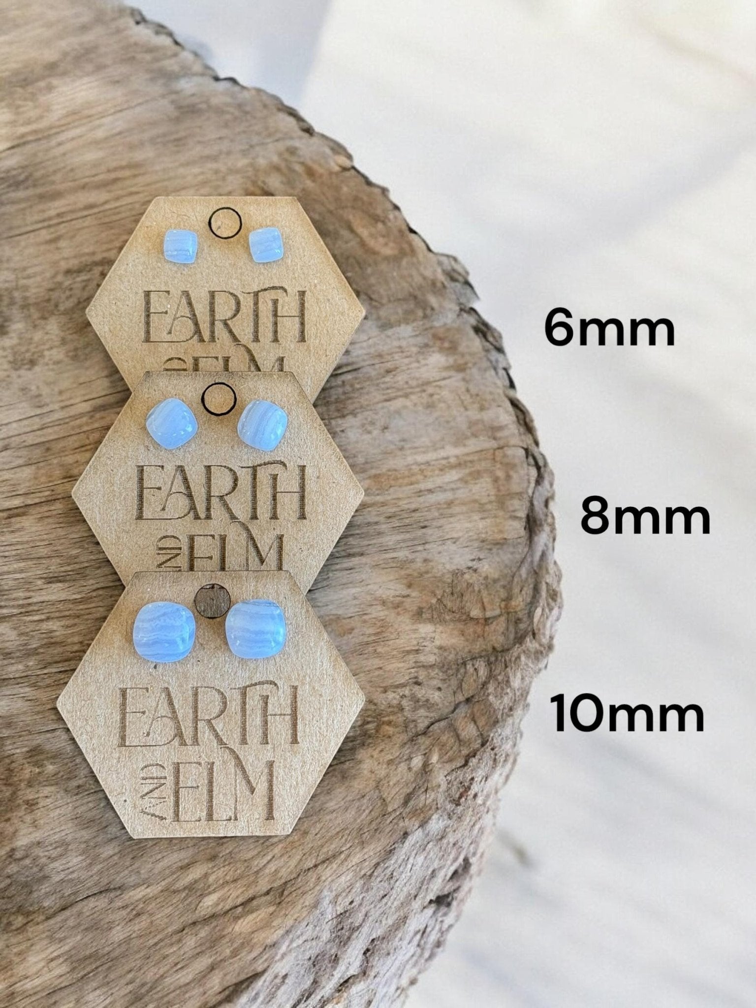 Blue Lace Agate Cushion Studs - earthandelm