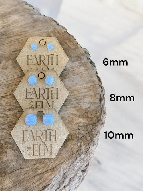 Blue Lace Agate Cushion Studs - earthandelm