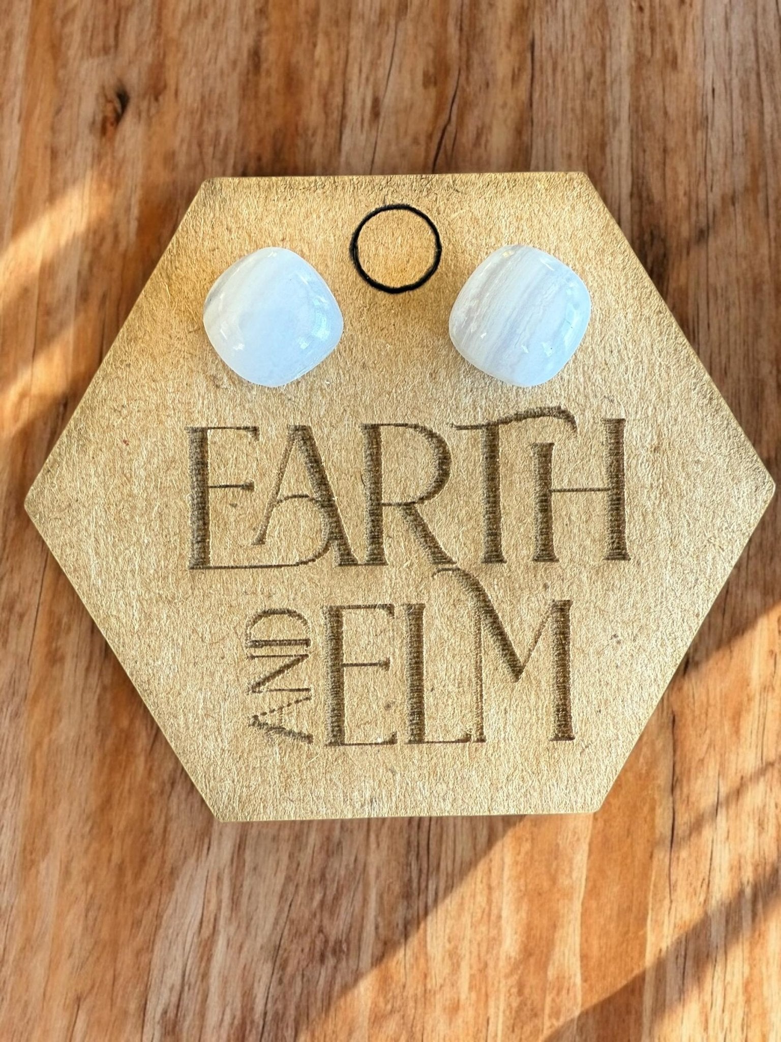 Blue Lace Agate Cushion Studs - earthandelm