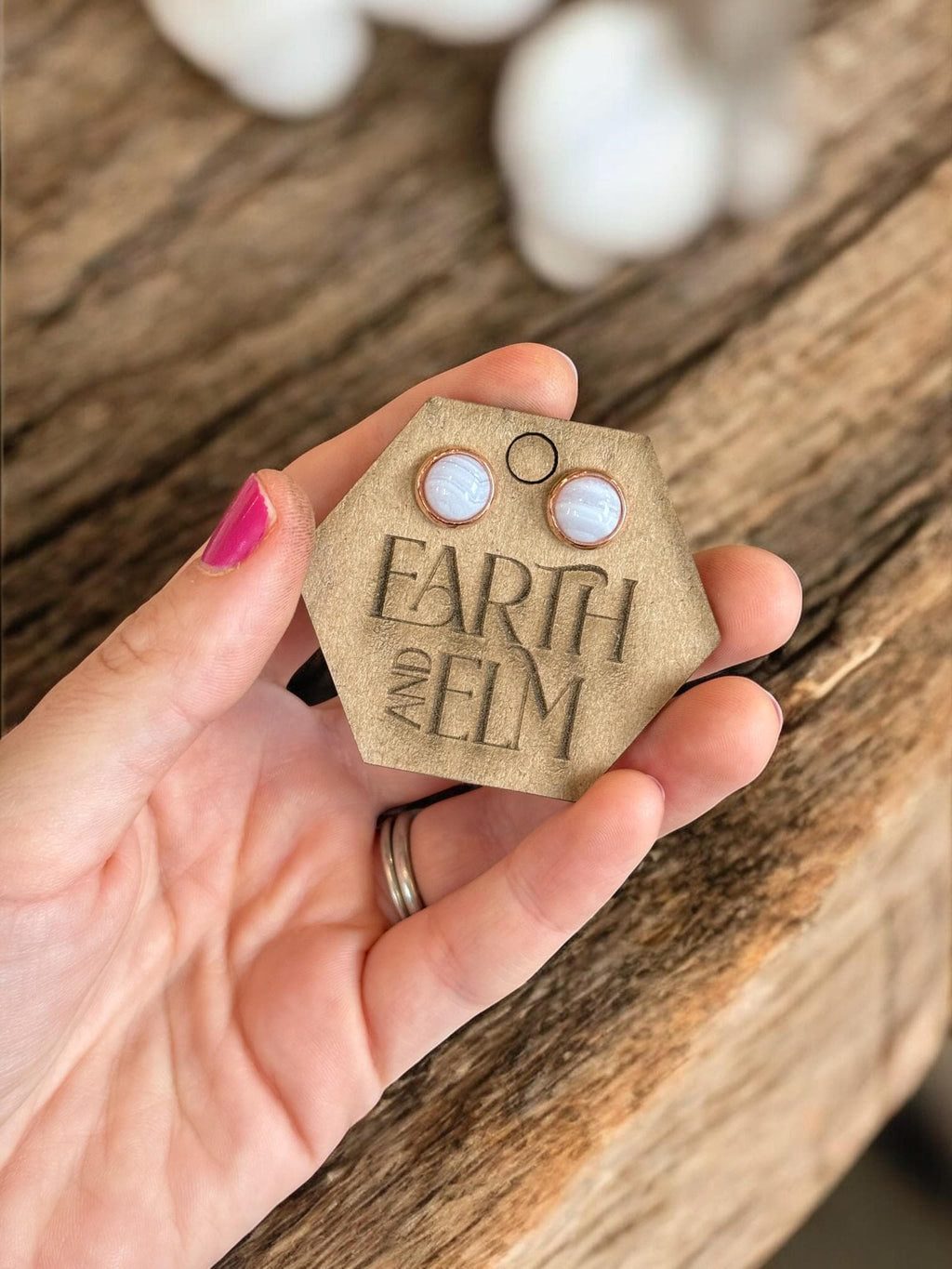 Blue Lace Agate in Metal Settings - earthandelm