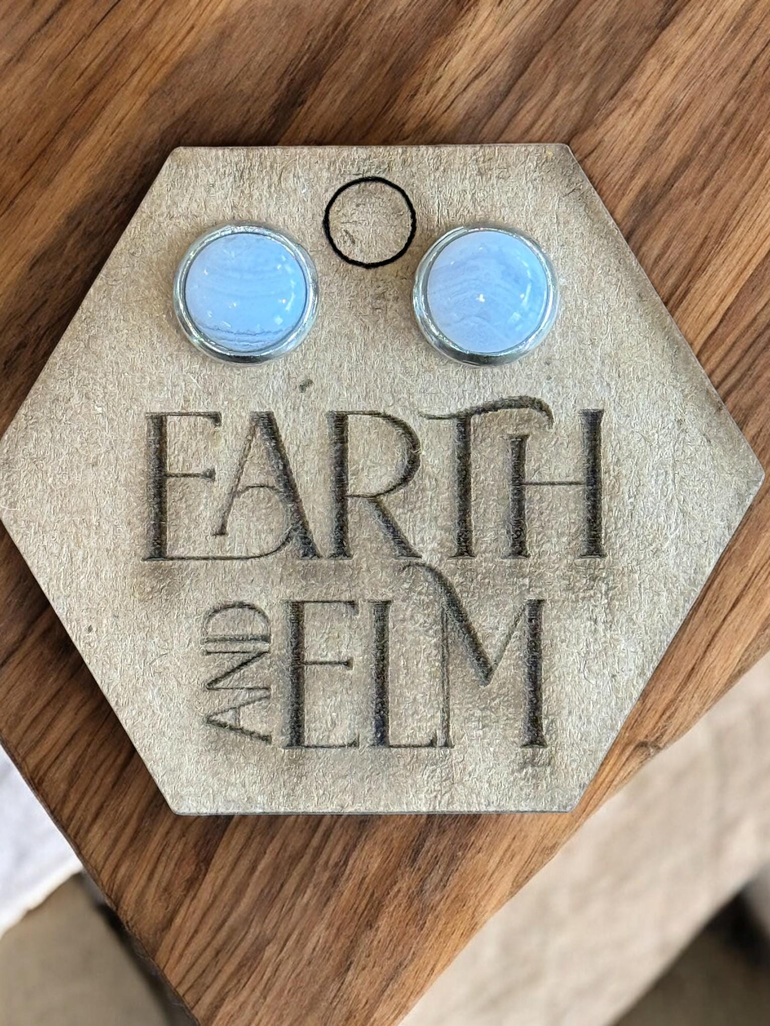 Blue Lace Agate in Metal Settings - earthandelm