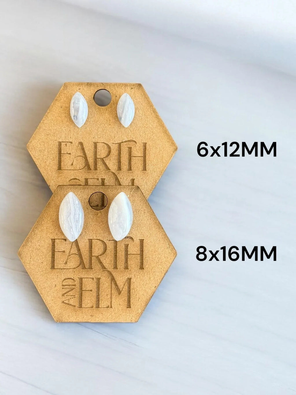 Blue Lace Agate Marquise Gemstone Studs - earthandelm