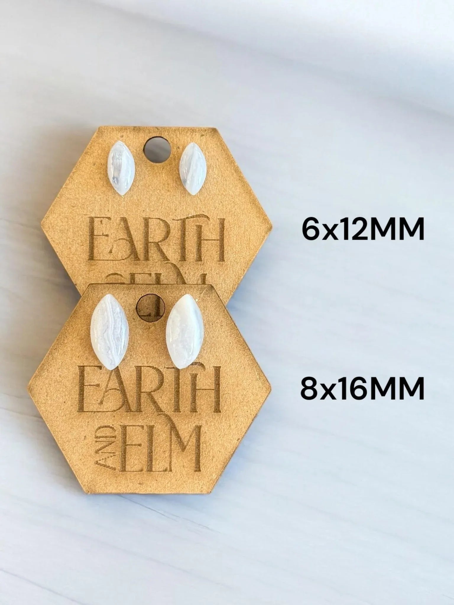 Blue Lace Agate Marquise Gemstone Studs - earthandelm