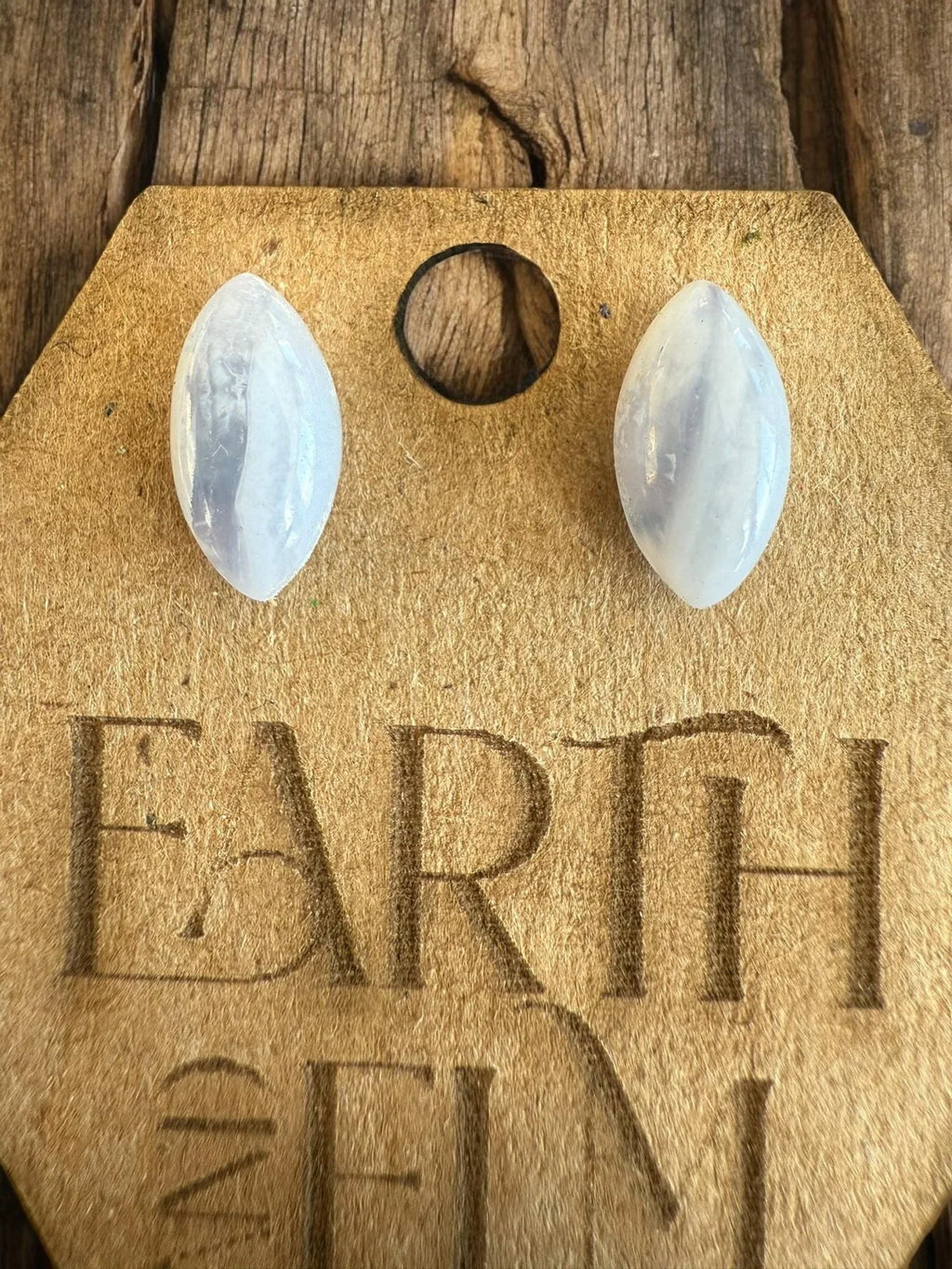 Blue Lace Agate Marquise Gemstone Studs - earthandelm