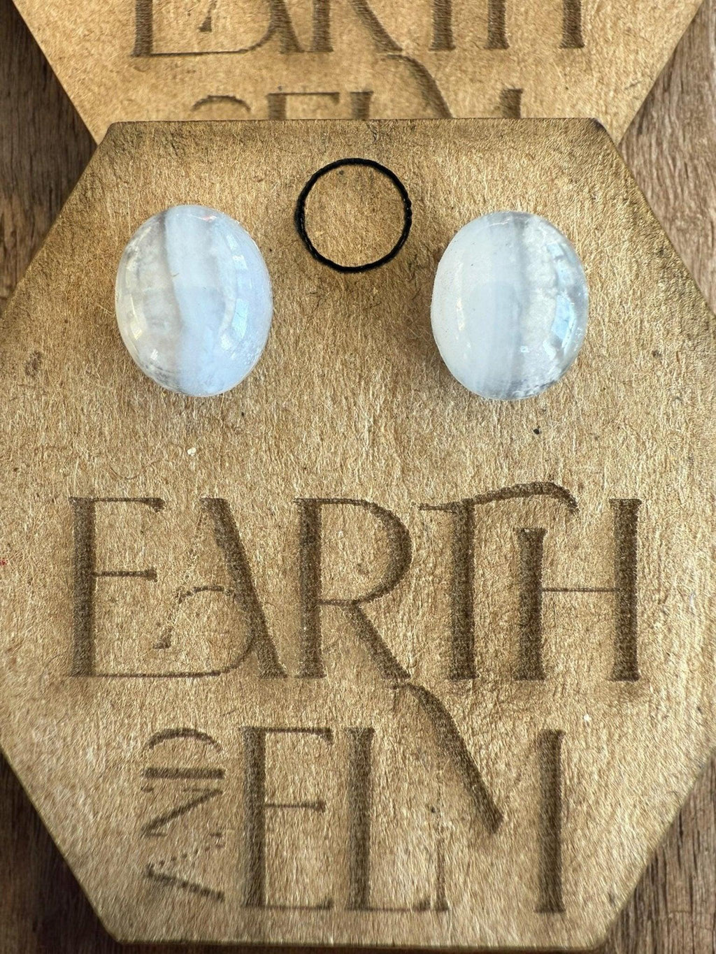 Blue Lace Agate Oval Gemstone Studs - earthandelm