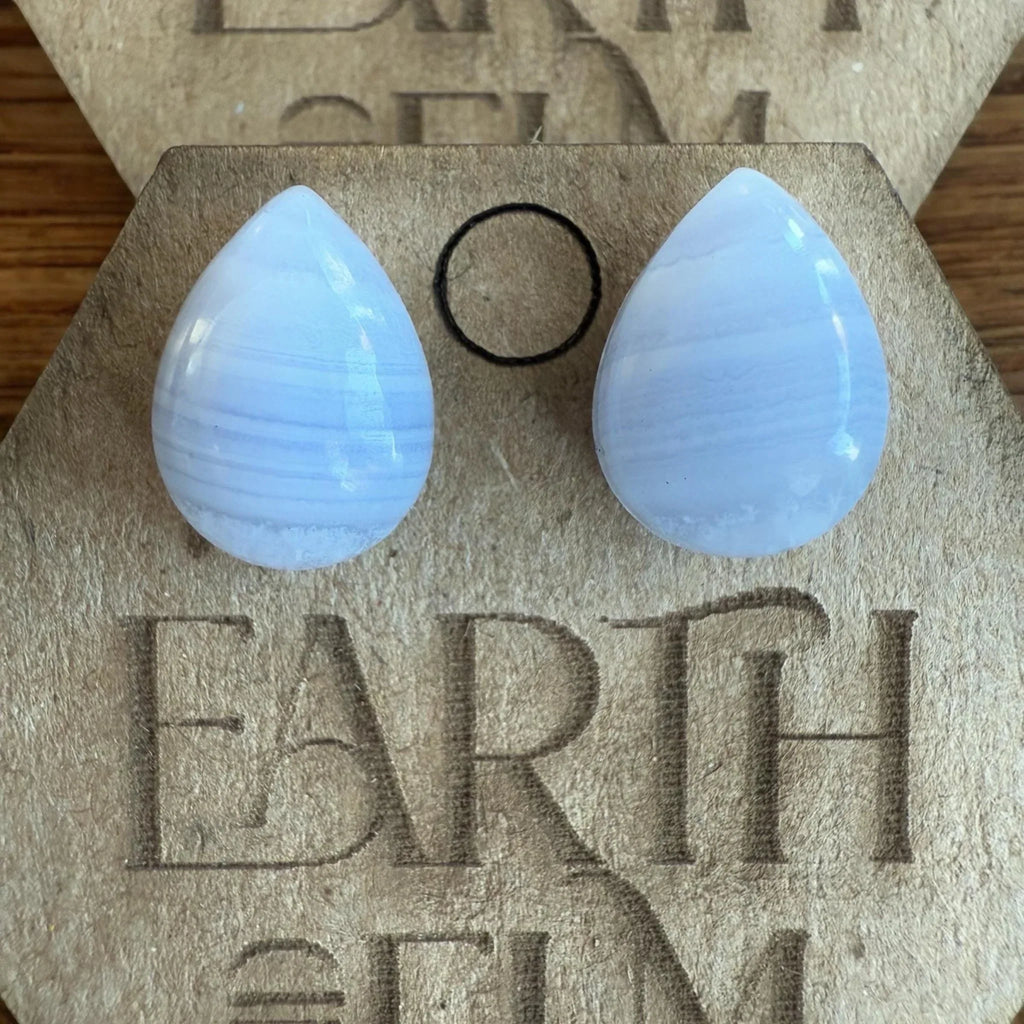 Blue Lace Agate Pear Studs - earthandelm