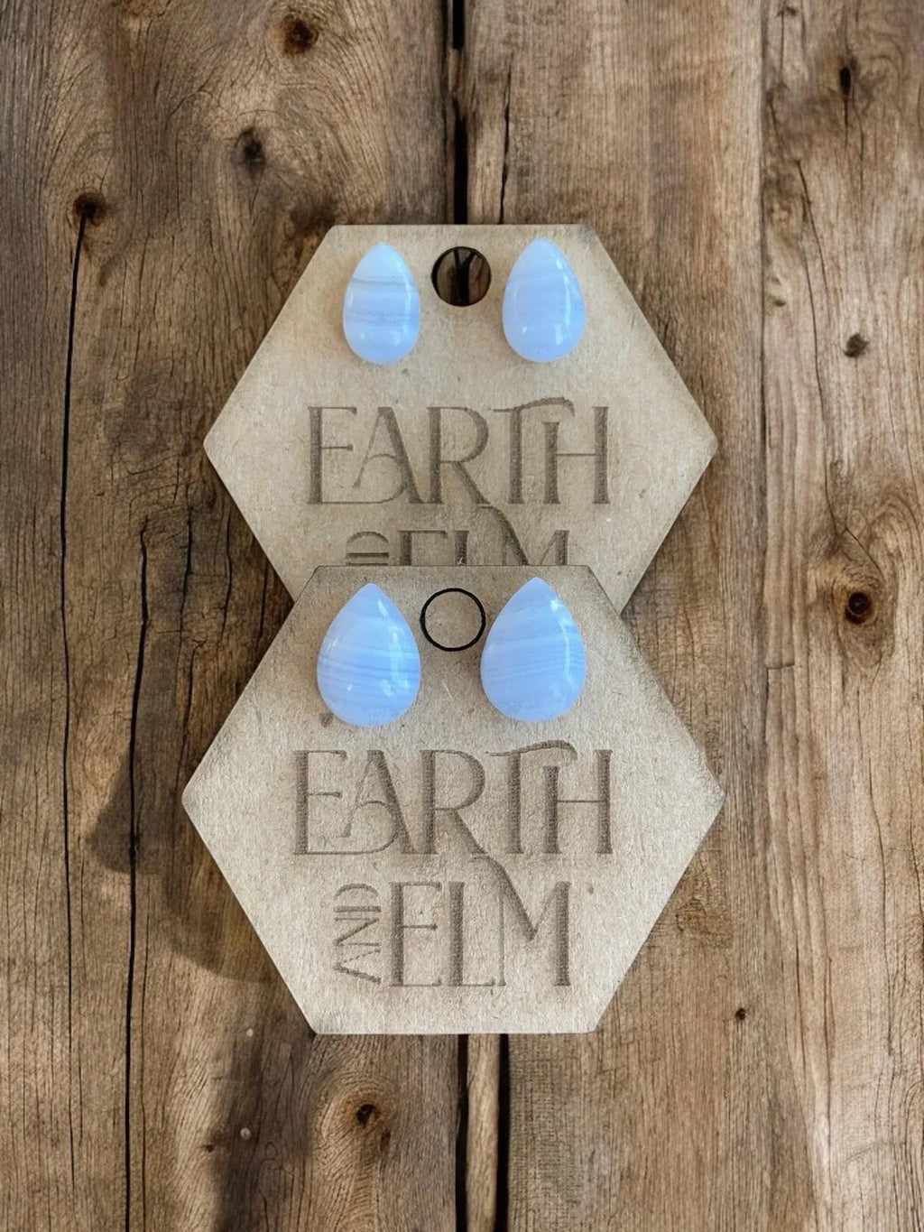 Blue Lace Agate Pear Studs - earthandelm