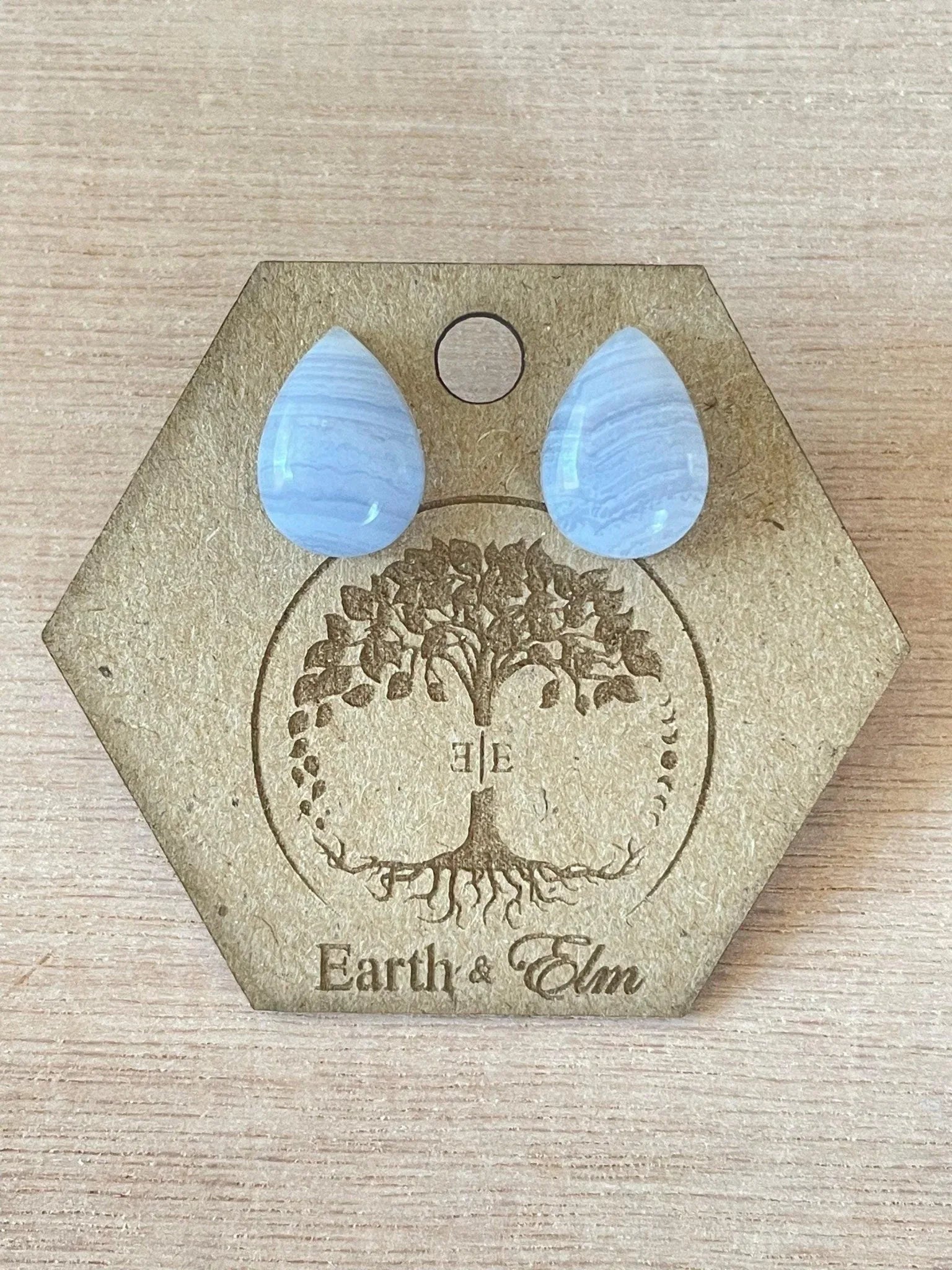 Blue Lace Agate Pear Studs - earthandelm