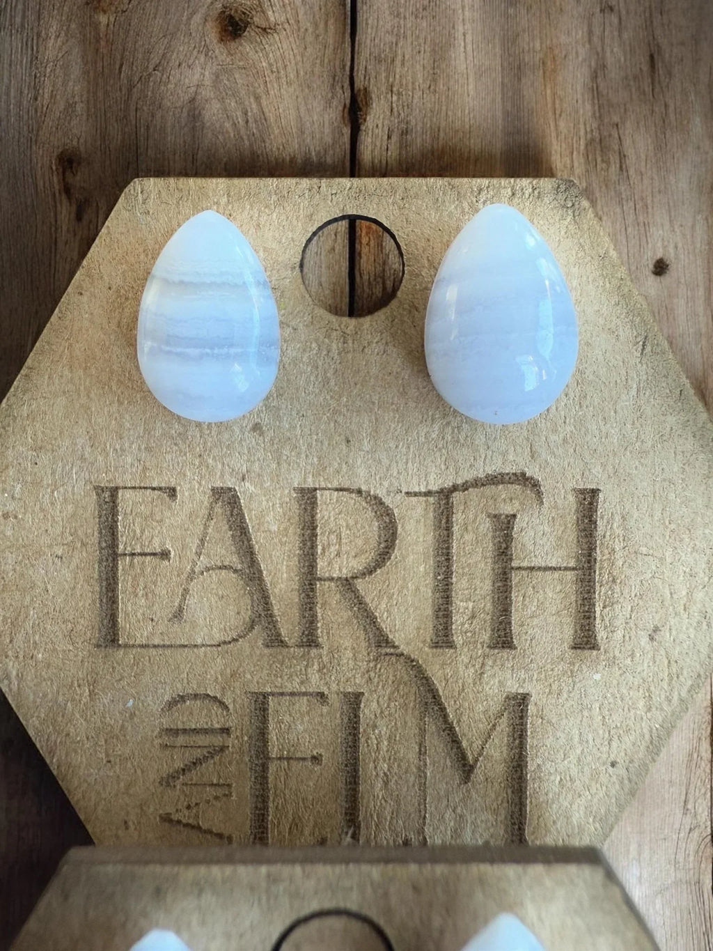 Blue Lace Agate Pear Studs - earthandelm