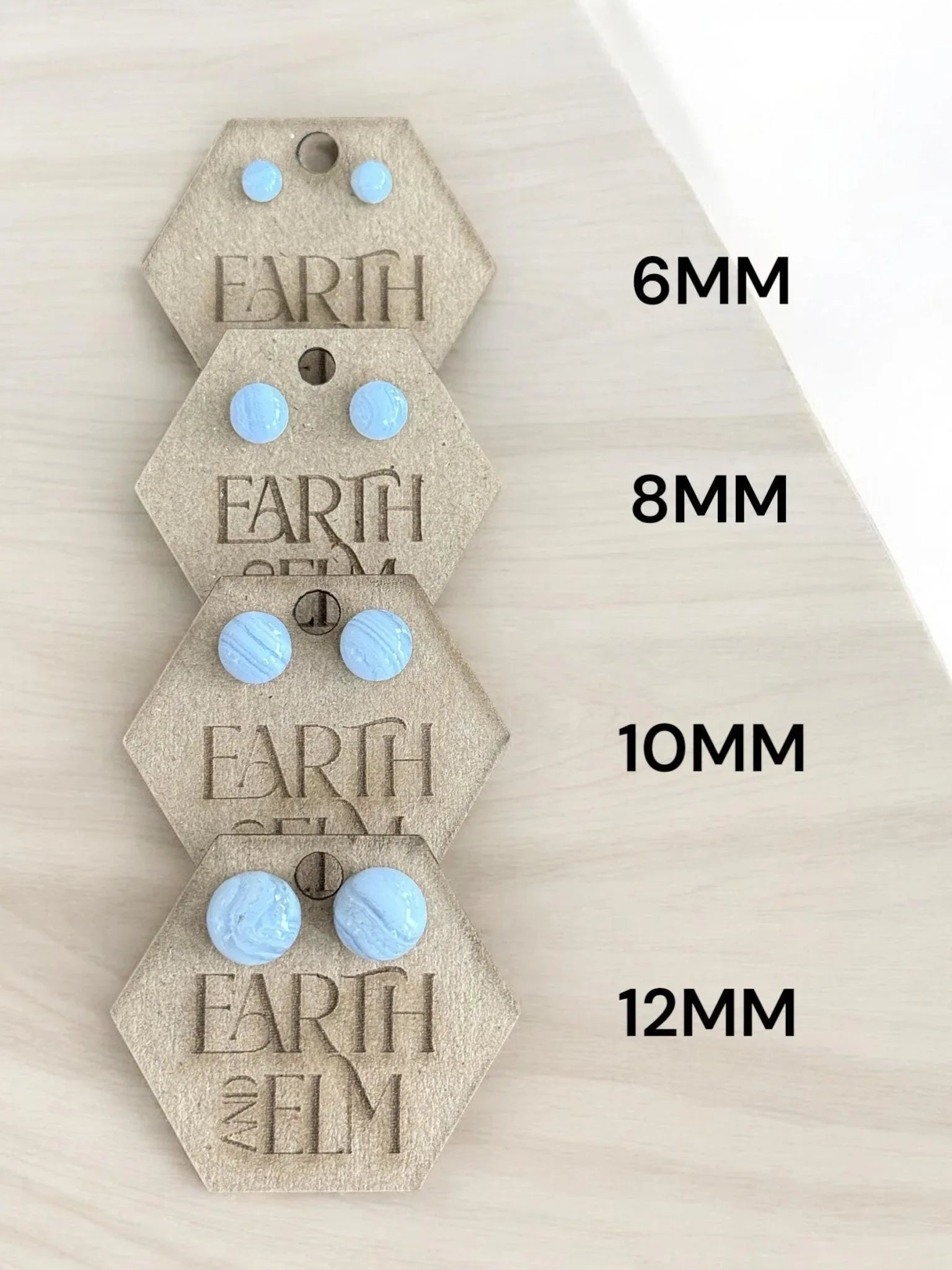 Blue Lace Agate Round Studs - earthandelm