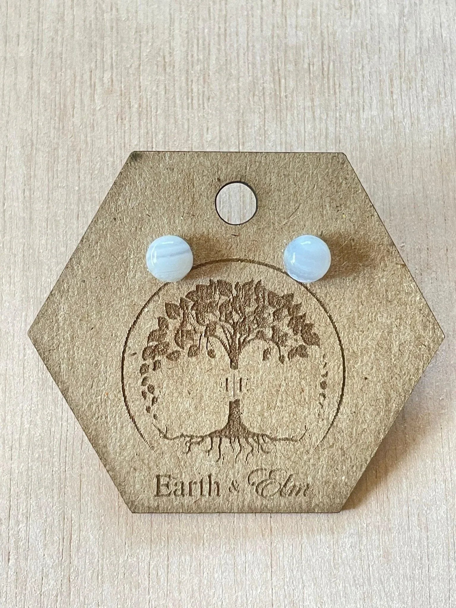 Blue Lace Agate Round Studs - earthandelm