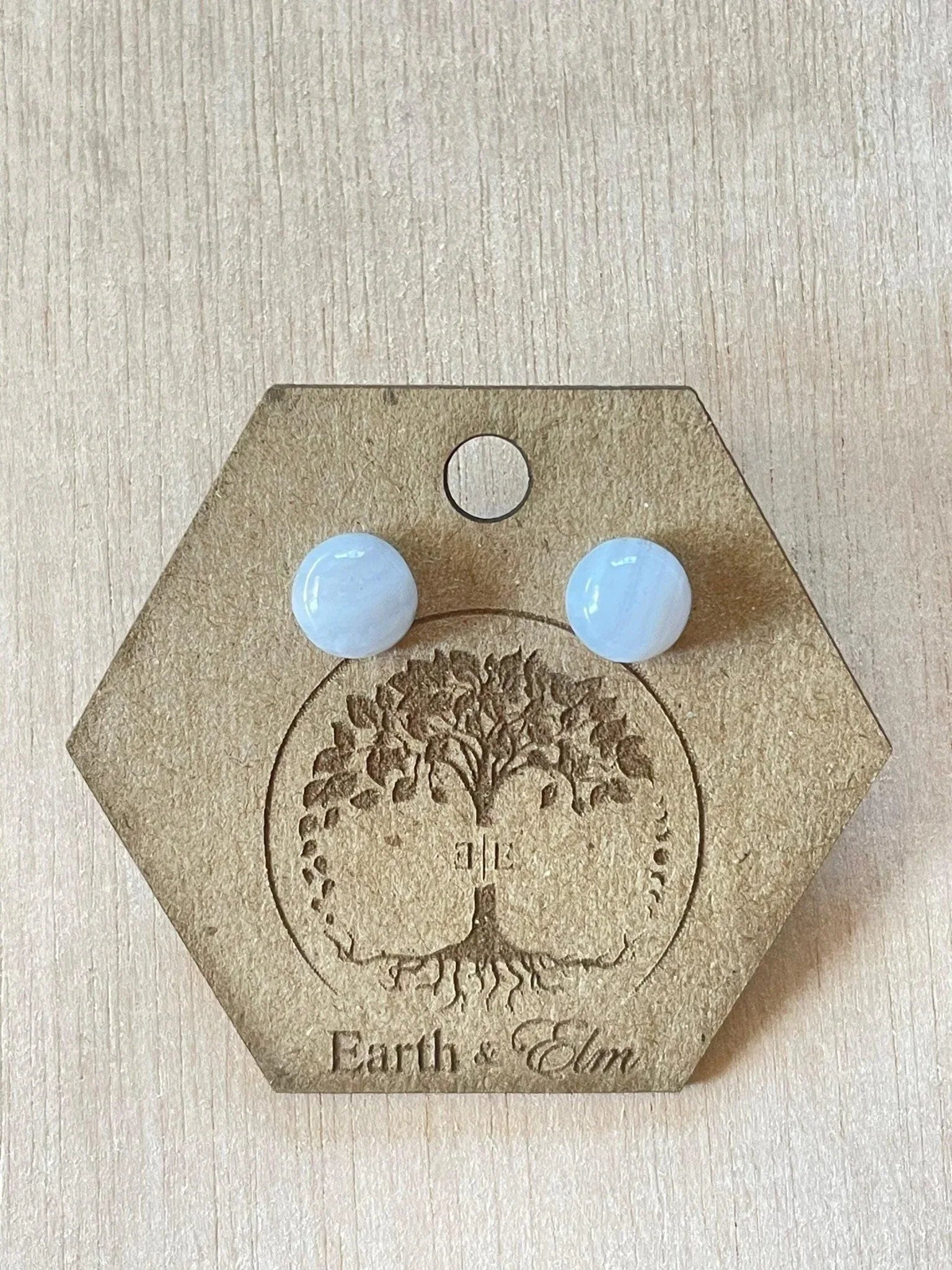 Blue Lace Agate Round Studs - earthandelm
