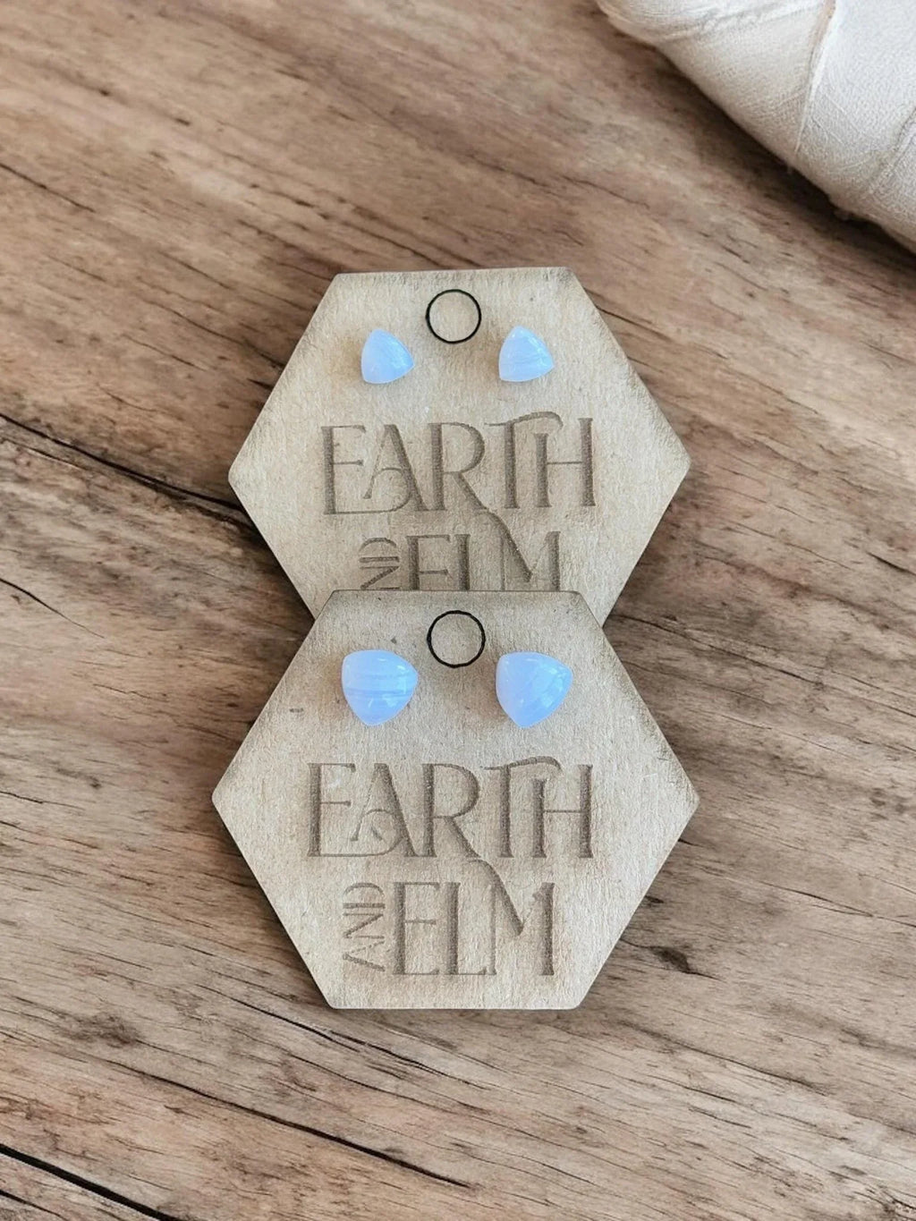 Blue Lace Agate Trillion Studs - earthandelm