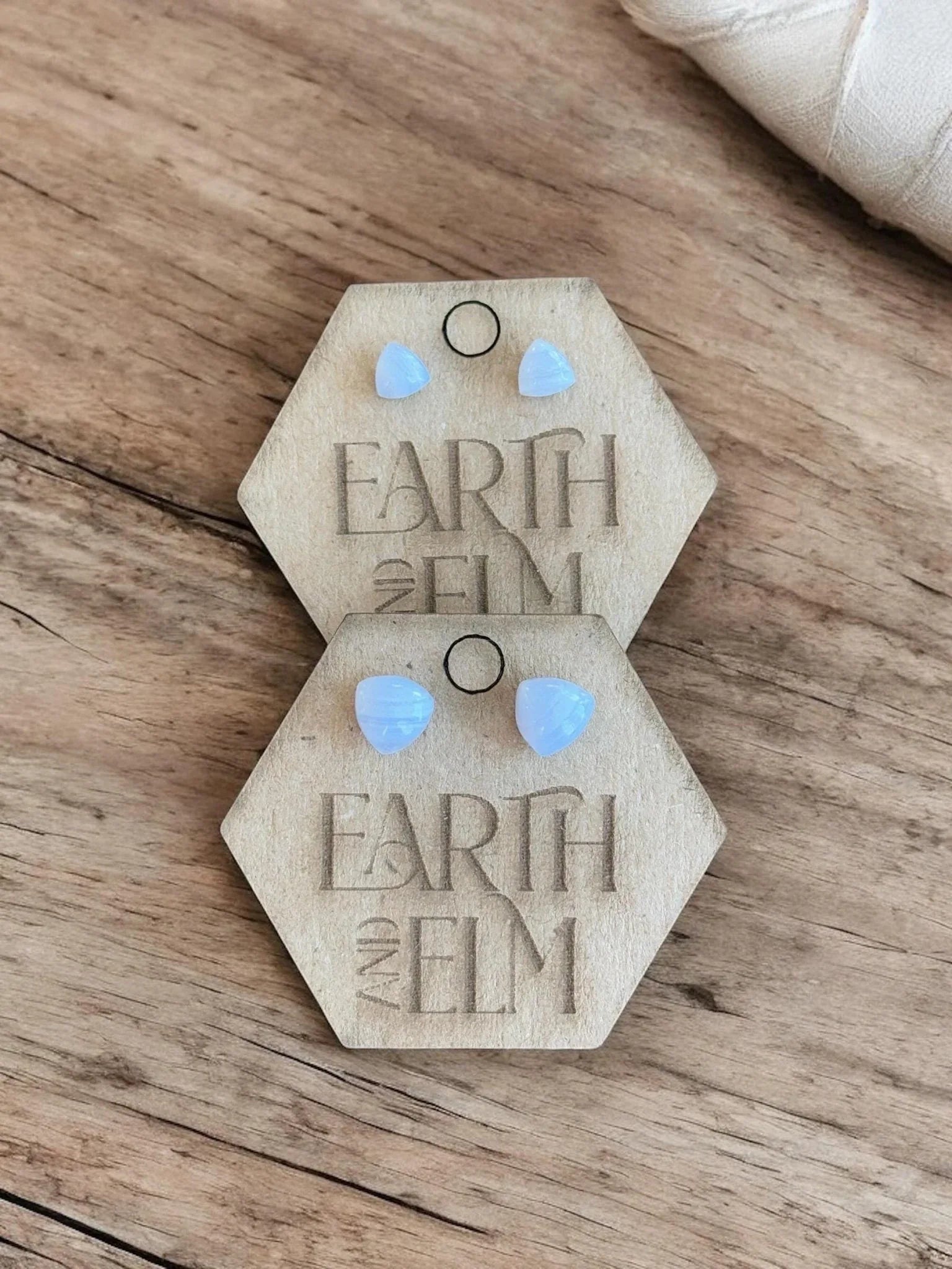 Blue Lace Agate Trillion Studs - earthandelm