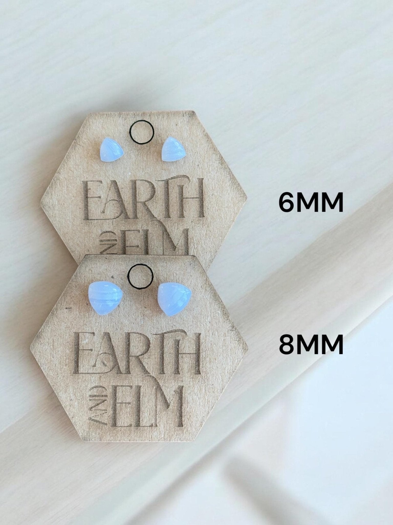 Blue Lace Agate Trillion Studs - earthandelm