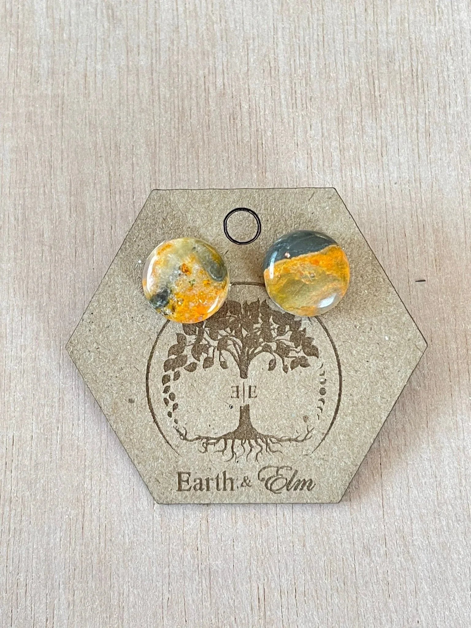 Bumblebee Jasper Round Studs - earthandelm