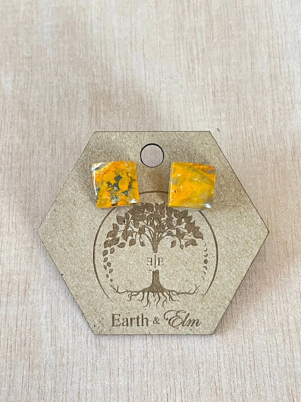 Bumblebee Jasper Square Studs - earthandelm