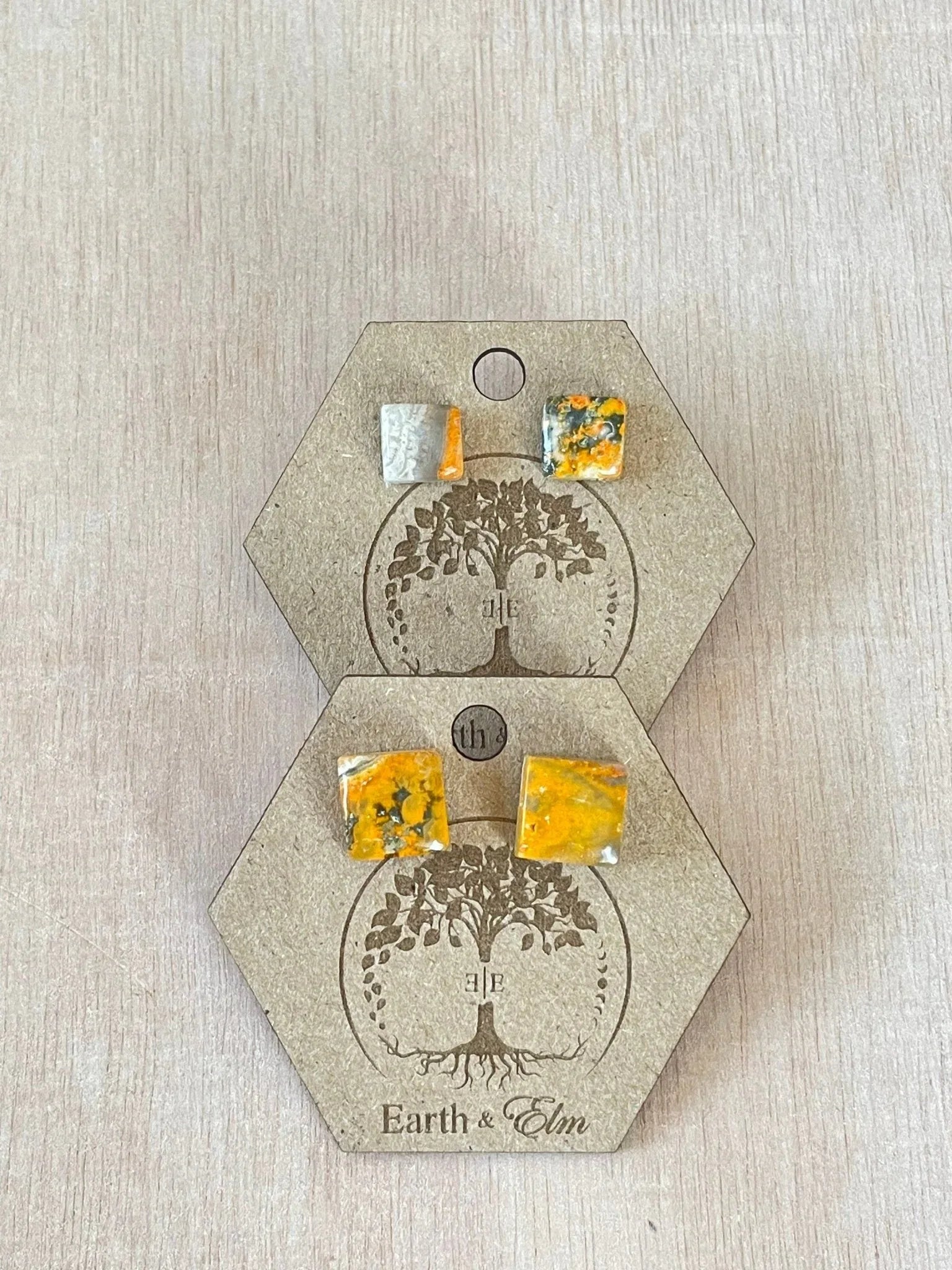 Bumblebee Jasper Square Studs - earthandelm
