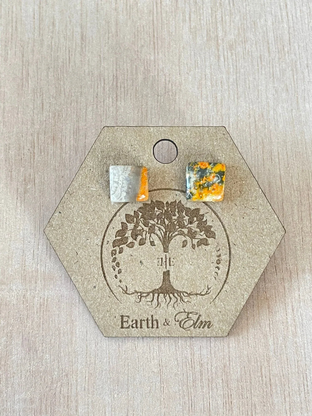 Bumblebee Jasper Square Studs - earthandelm