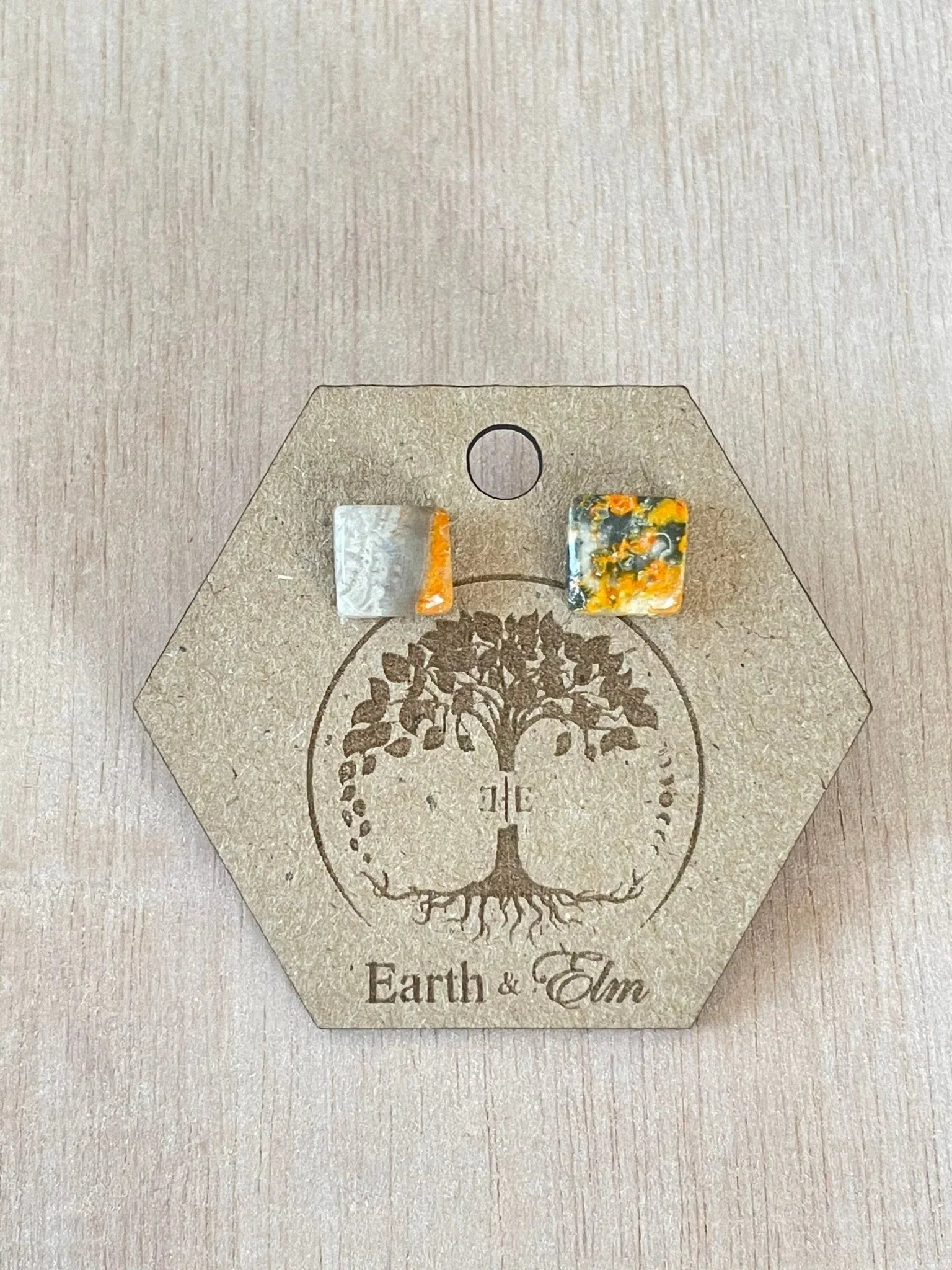 Bumblebee Jasper Square Studs - earthandelm
