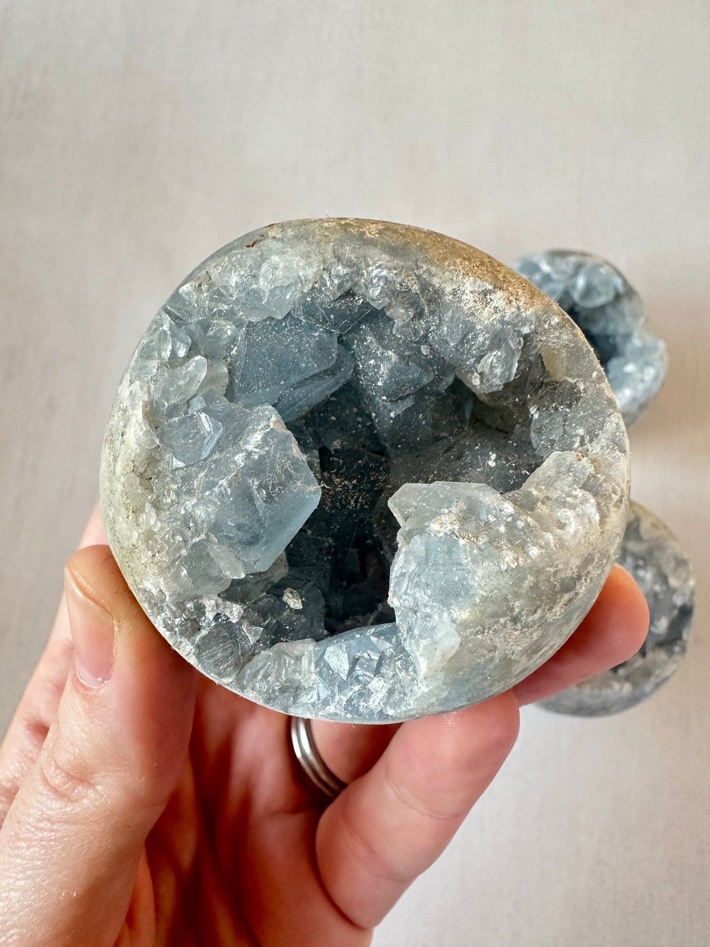 Celestite Geode Spheres | Large Celestite Raw Sphere - earthandelm