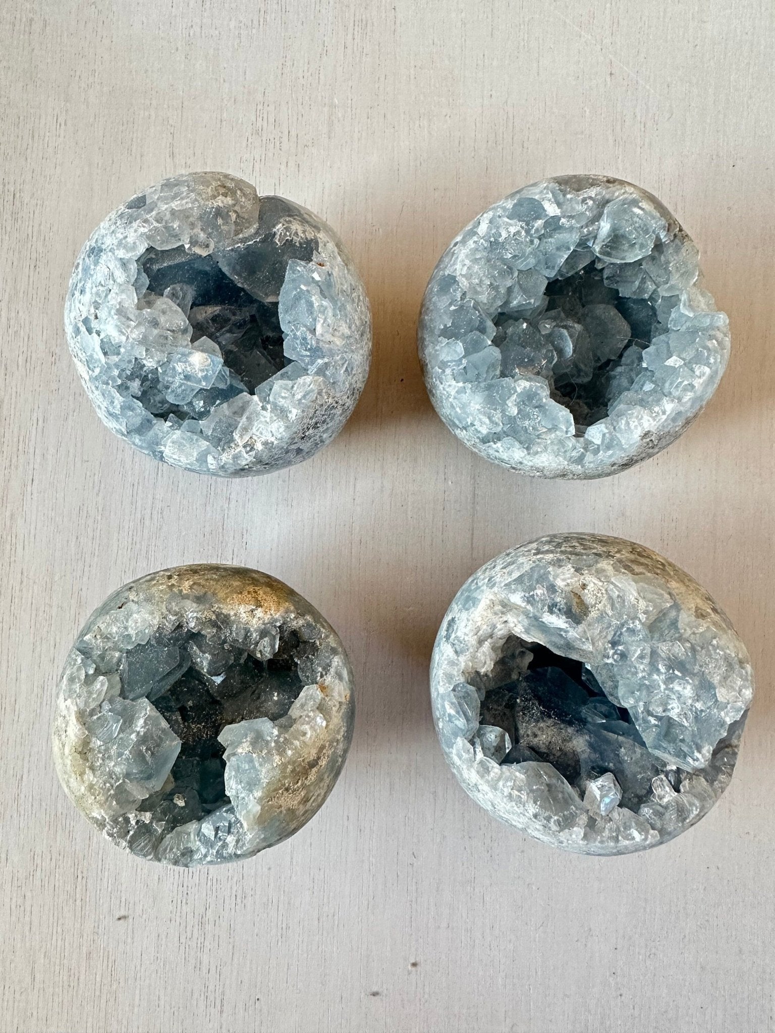 Celestite Geode Spheres | Large Celestite Raw Sphere - earthandelm