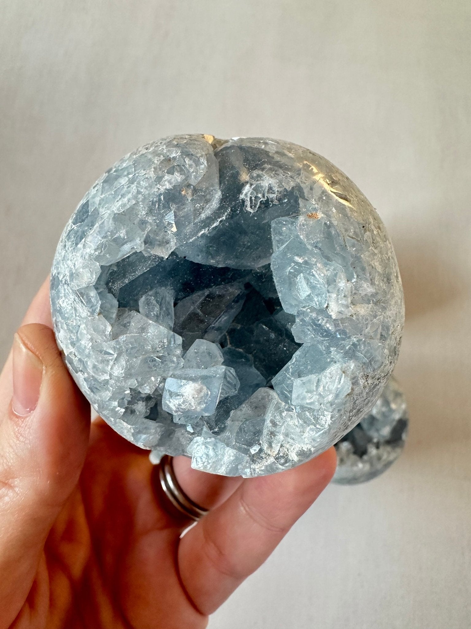 Celestite Geode Spheres | Large Celestite Raw Sphere - earthandelm