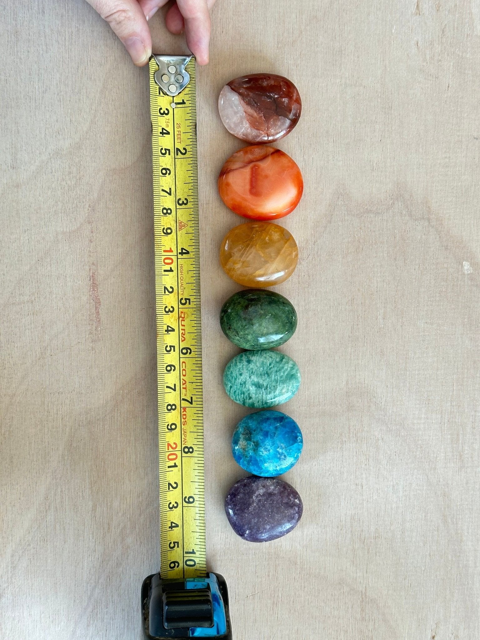 Chakra Palm Stone Set | Rainbow Gemstone - earthandelm